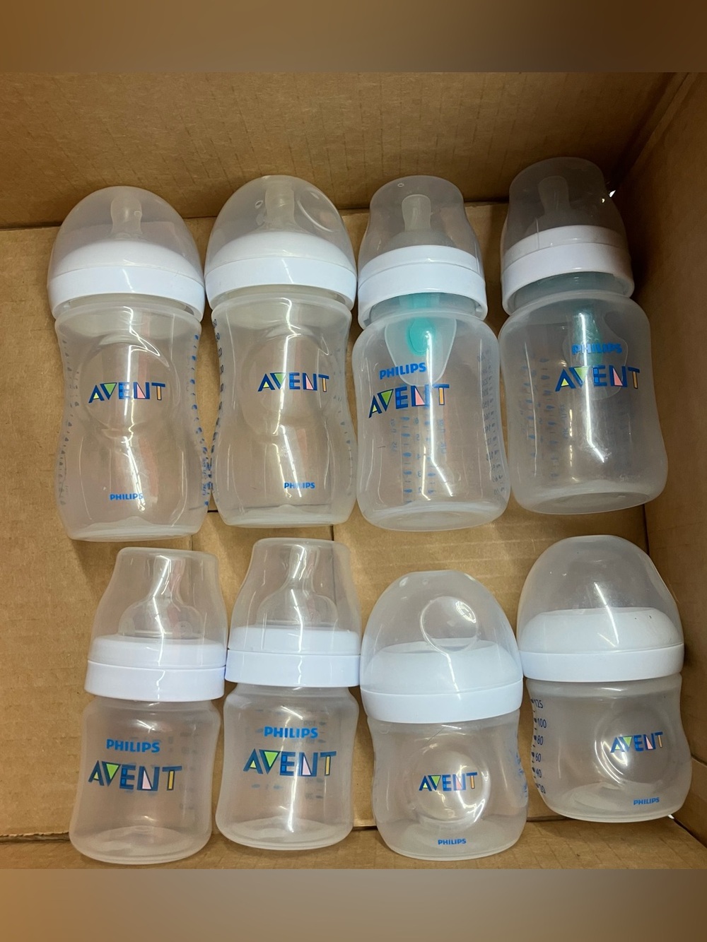 Philips Avent Baby Bottles Lot of 8 4oz & 9oz Plastic Feeding
